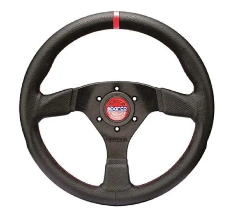 Sparco R383 Champion Steering Wheel – Black Leather With Black Stitching 1