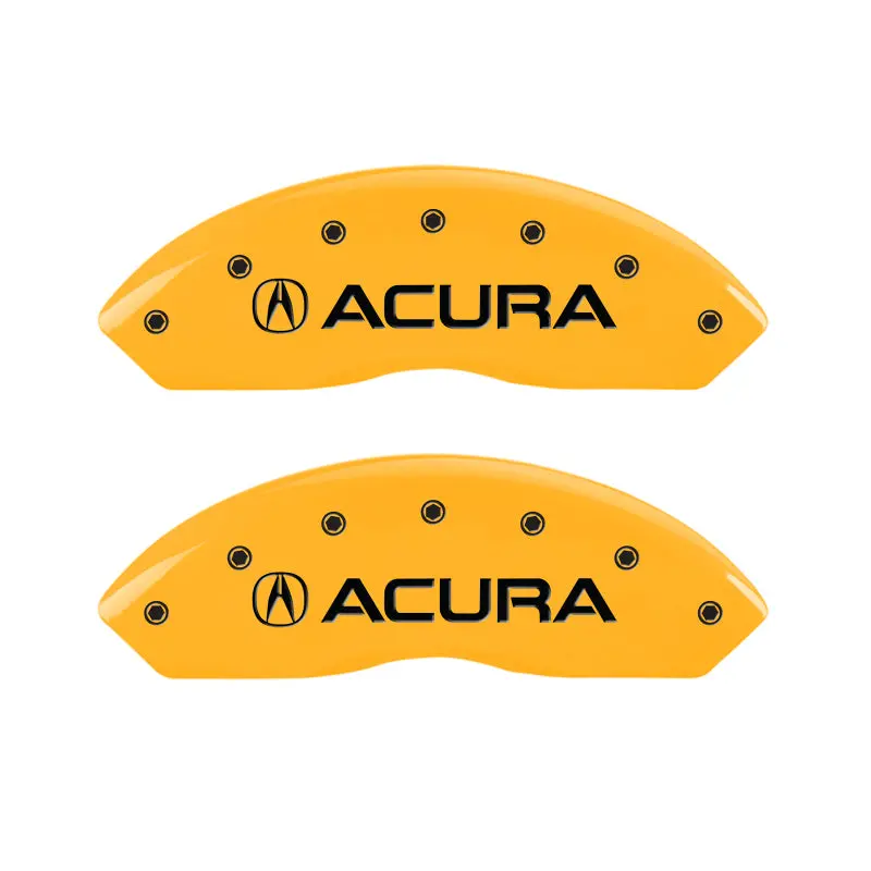 Mgp 4 Caliper Covers Engraved Front & Rear Acura Yellow Finish Black Ch 1
