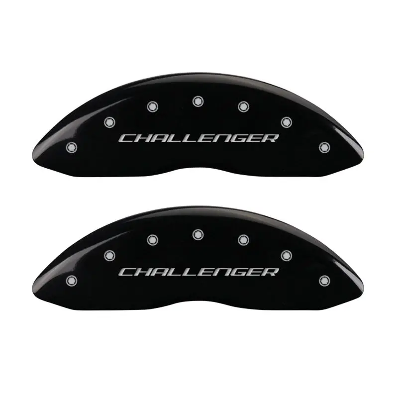 Mgp Engraved 4-Piece Caliper Cover Set: Front Block/Challenger Style + Rear Vintage Rt Design (Black Finish, Silver Accent) 1