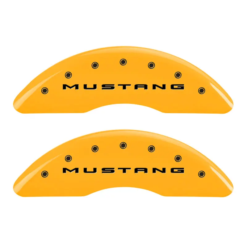 Mgp Engraved 4-Piston Caliper Covers – Yellow Finish With Black Contrast For 2015 Mustang 1