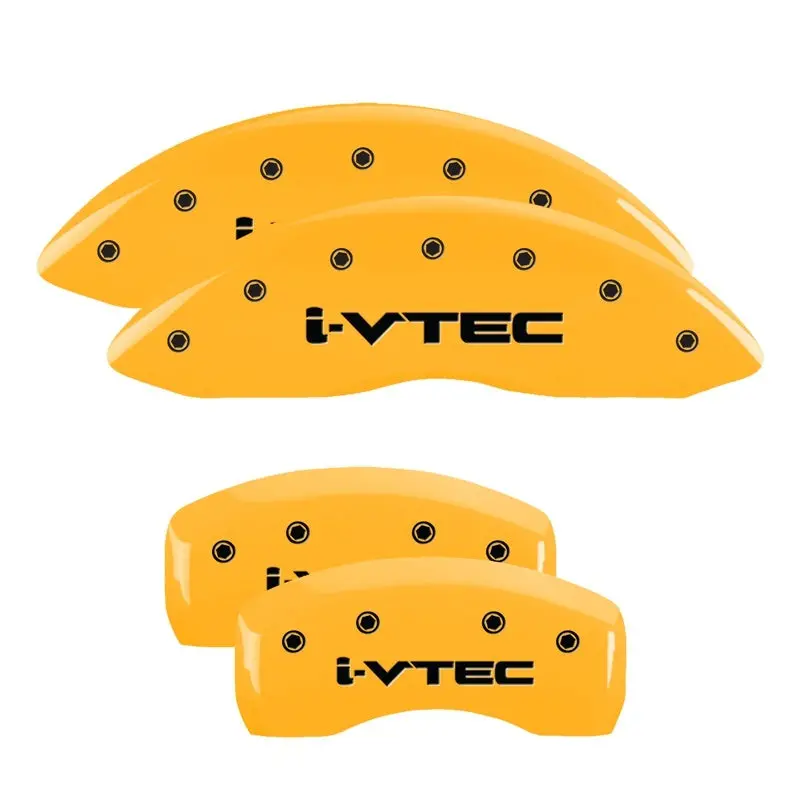 Mgp 4 Caliper Covers Engraved Front & Rear Acura Yellow Finish Black Ch 2