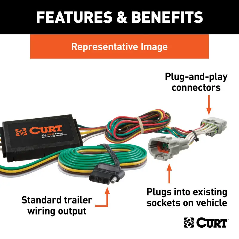 Curt Custom Wiring Harness – 4-Way Flat Trailer Connector For 2019–2021 Kia Forte 2