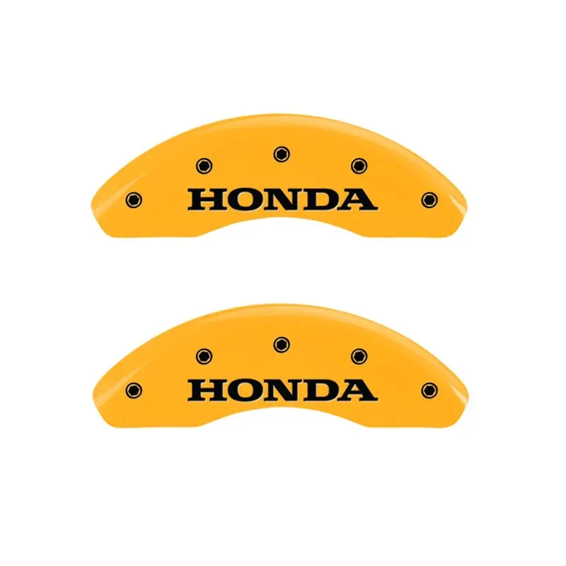 Mgp Engraved Front Caliper Covers For Honda – Yellow Finish With Black Chrome Accents 1