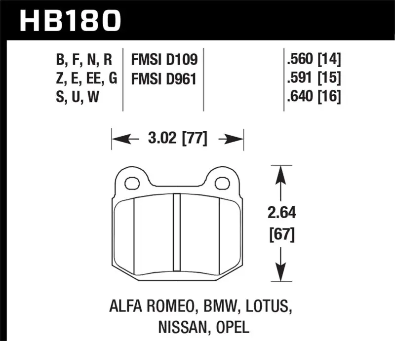 Hawk Dtc-60 Track Rear Brake Pads For Mitsubishi Evo (2003–2006), Subaru Sti (2004–2009), Nissan 350Z (2003–2007) 1